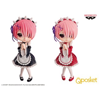 Qposket ฟิกเกอร์ โมเดล แรม ชุดเมด Maid Ram RE:ZERO STARTING LIFE IN ANOTHER WORLD สูง 14 ซม สีดำ สีแดง ของแท้ ญี่ปุ่น