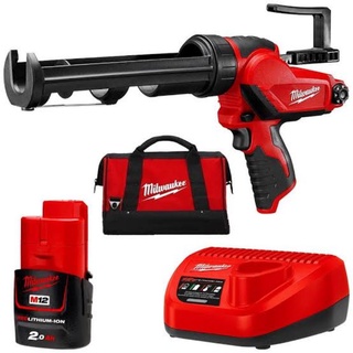 MILWAUKEE M12 PCG/310C-201 ปืนยิงซิลิโคนไร้สาย 12 โวลต์ พร้อมกระบอก เครื่องชาร์จและแบต 12V@2.0AH x 1 ก้อน