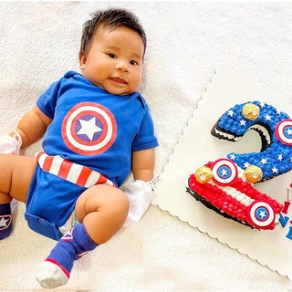 ชุดเครื่องแต่งกาย Marvel Superheroes ผ้าฝ้าย 100% สําหรับเด็กทารกแรกเกิด AOSM