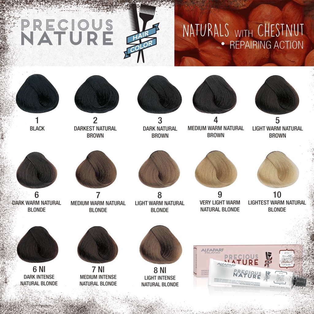 Alfaparf Precious Nature color creme 60ml. ยาย้อมผมปกปิดผมขาวปราศจาก ammonia , PPD , Resorcinol พร้อ