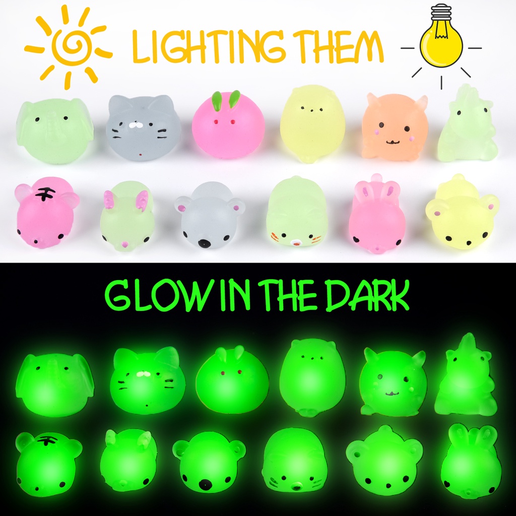 10 ชิ้น Luminous Squishy Mochi Mini Squishy ของเล่นช้า Mochi ของขวัญวันเกิดเด็ก