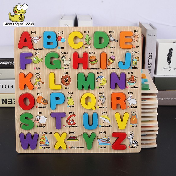 พร้อมส่ง ของเล่นบล็อคไม้ ABC  สำหรับเด็กเล็ก