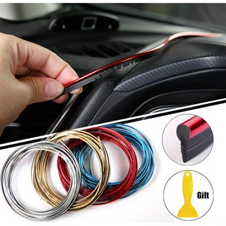 สติ๊กเกอร์ติดตกแต่งภายในรถยนต์ 3 มิติ Strips Moulding Trim Dashboard Door Edge Stickers