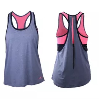 CHOOSE TRAVELเสื้อโยคะSport Tank 2 in 1กระชับเข้ารูปทรงสวย ระบายเหงื่อได้ดี แห้งไว ใส่เลนฟิตเนส โยคะ(สีโอรสเทา)