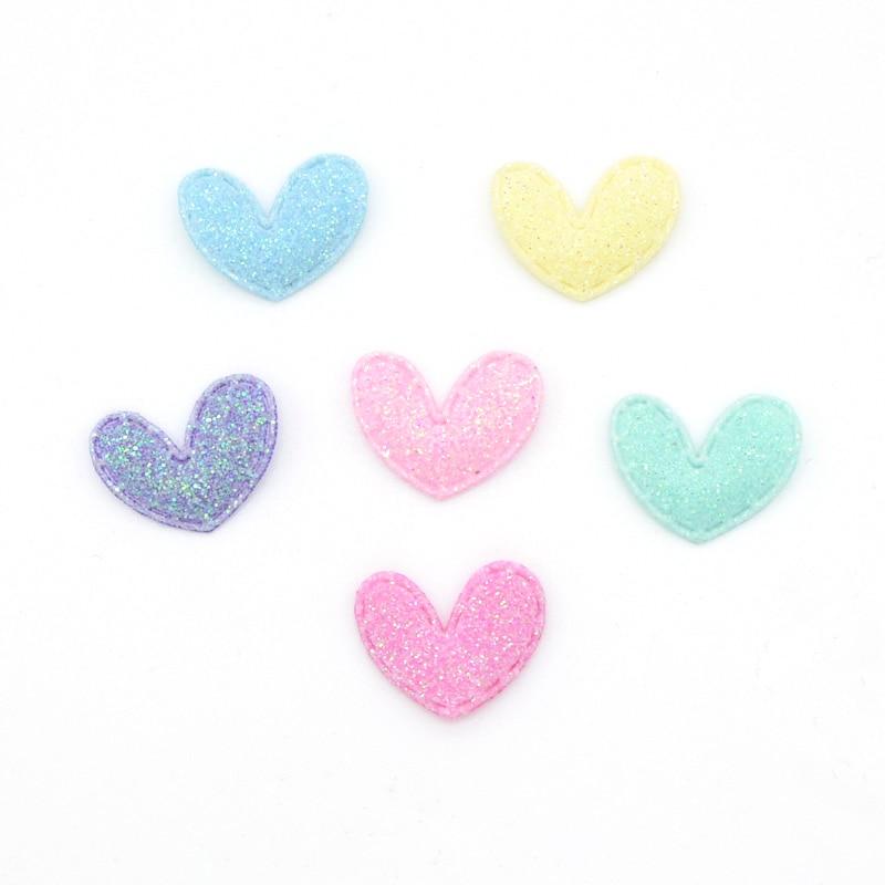 120 ชิ้น 15*20 มิลลิเมตร Glitter ผ้าหัวใจ Applique ผ้าเบาะแพทช์สําหรับเสื้อผ้า Headwear Hairpin งานแต่งงาน DIY Decor