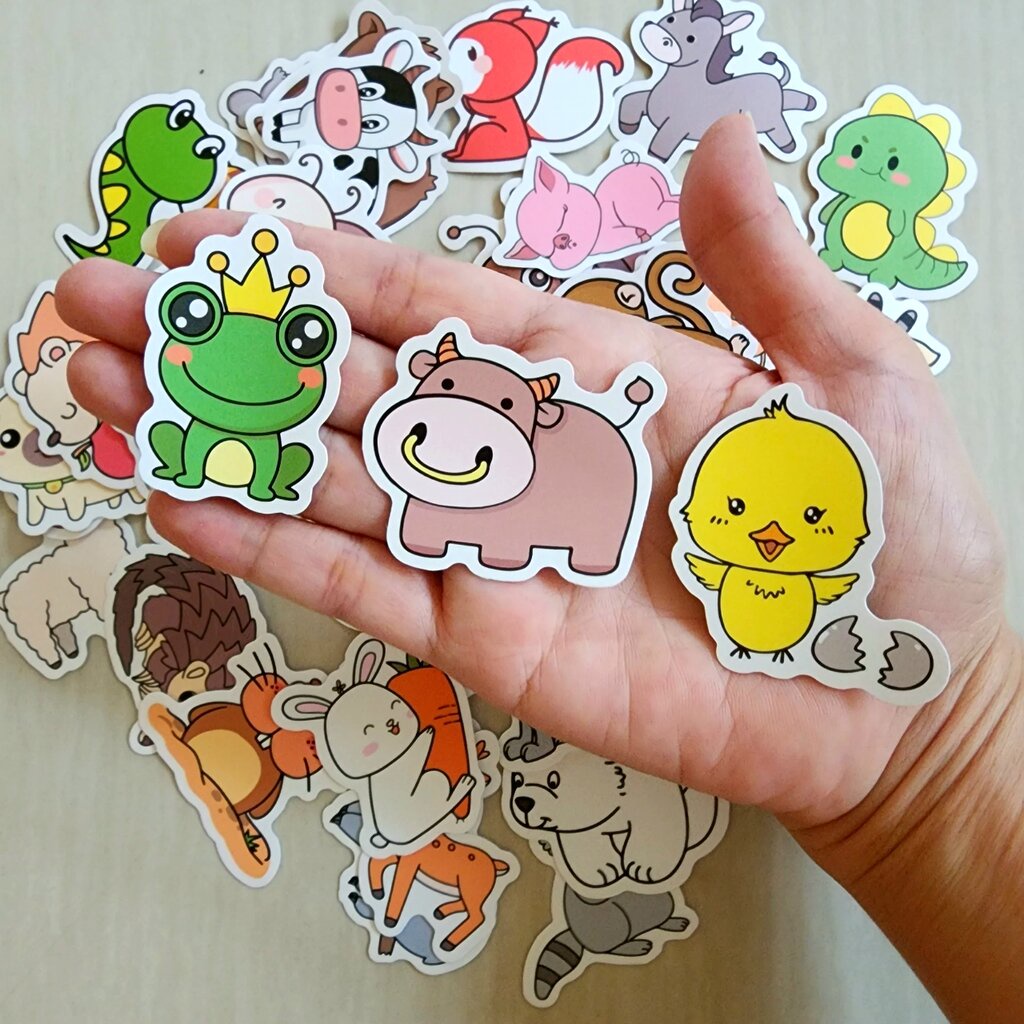 สติ๊กเกอร์ รูปสัตว์ ซาฟารี ช้าง ฮิปโป ติดแน่น กันน้ำ ติดของใช้ ของเล่น (50 ชิ้น) animal sticker - รูปที่ 6