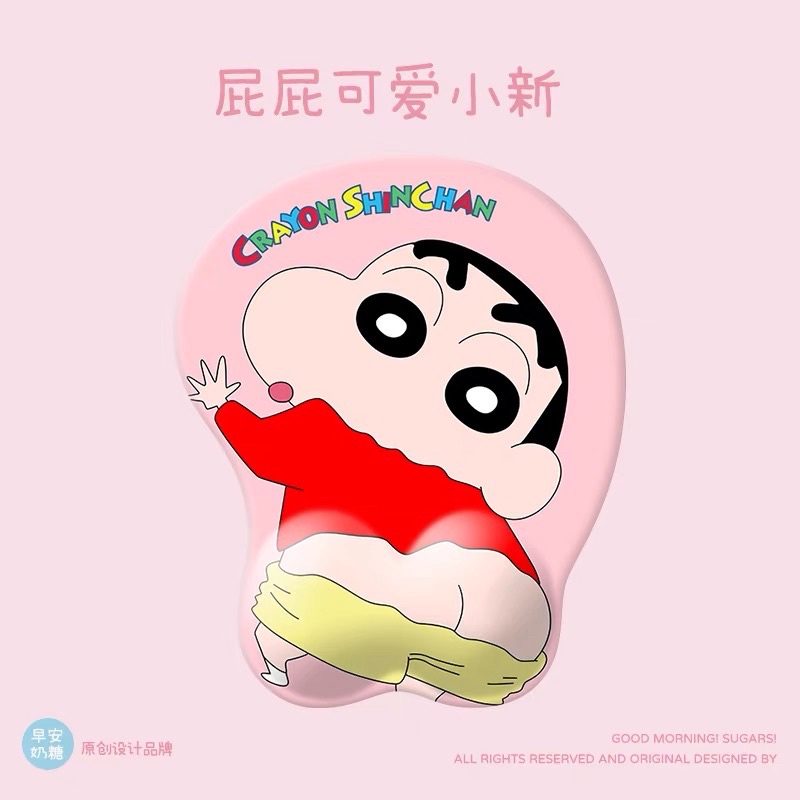 🎟🍬 แผ่นรองเมาส์ ที่รองเมาส์ จัดโต๊ะคอม mouse pad ชินจัง มีซิลิโคนรองข้อมือ ลดอาการปวดมือ เวลาใช้คอมน