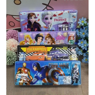 กล่องดินสอ กล่องดินสอแม่เหล็ก2ด้าน ลายการ์ตูน มีกบเหลาในตัว พร้อมส่ง