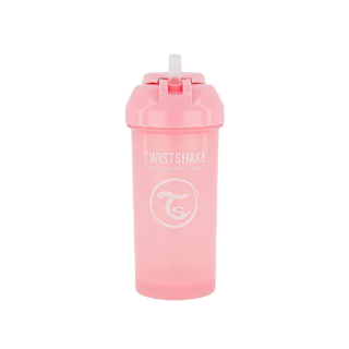 Twistshake Straw Cup แก้วน้ำสำหรับเด็ก มีหลอดดูด ป้องกันการหกเลอะเทอะ 360ml (สีชมพู/Pastel Pink)