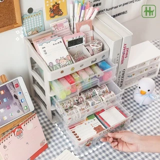 🔥ฟรีสติ๊กเกอร์🔥 ลิ้นชักอเนกประสงค์ สำหรับจัดเก็บของ ดีไซน์มินิมอล ชั้นวางเครื่องสำอาง ชั้นวางเครื่องเขียน HT