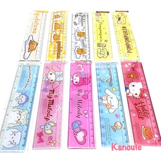 ไม้บรรทัดสั้น แบบหน้ากว้าง มีเลนส์ ยาว6นิ้ว/15cm sanrio