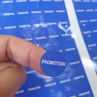 สติกเกอร์PROMOTIONกลมน้ำเงิน