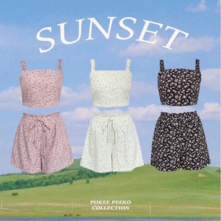 POKEE SUNSET ชุดเซ็ทเสื้อกางเกงลายดอกไม้