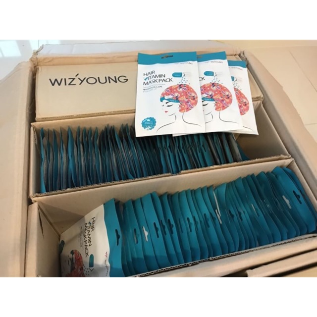 หมวกอบไอน้ำเกาหลี Wizyoung Hair Vitamin Mask Pack Steam Up 40g.