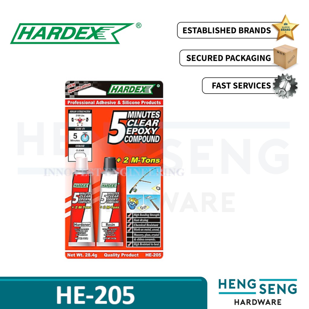 HE-205 HARDEX 5MIN CLEAR EPOXY COMPOUND 28.4G HENG