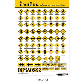 โปสเตอร์ เครื่องหมายจราจร(เตือน) #EQ-054  โปสเตอร์กระดาษอาร์ตมัน สื่อการเรียนการสอน สื่อการเรียนรู้