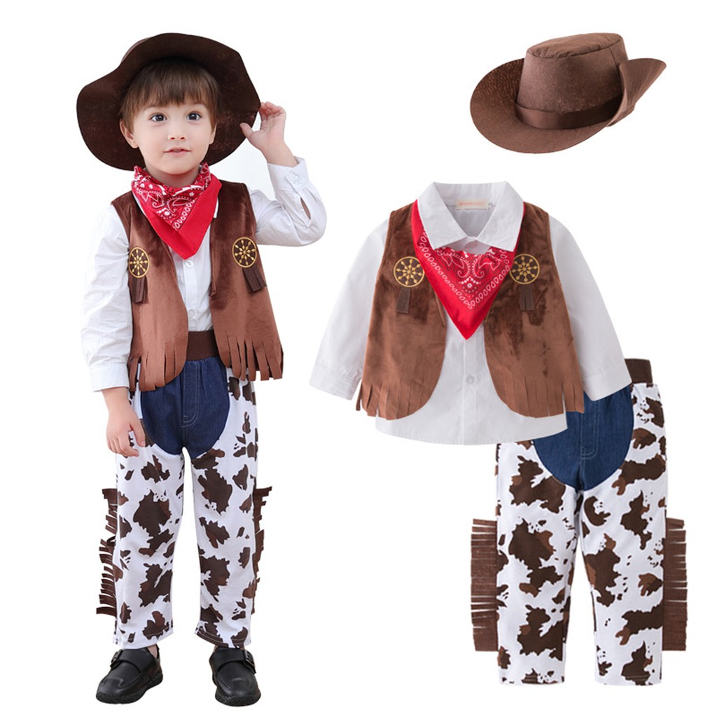 5Pcs Baby Boys Cowboy Costume Halloween Dress Up Set Theme Party
