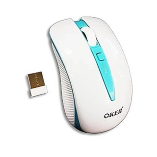 OKER เม้าส์ไร้สาย Mouse wireless 2.4 GHz รุ่น MS-295(สีขาว/ฟ้า)