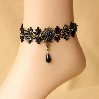 สร้อยข้อเท้าสร้อยข้อมือลายปัก Gothic Lace ข้อเท้าสร้อยข้อเท้ารองเท้าแตะ Sandal Barefoot Anklet