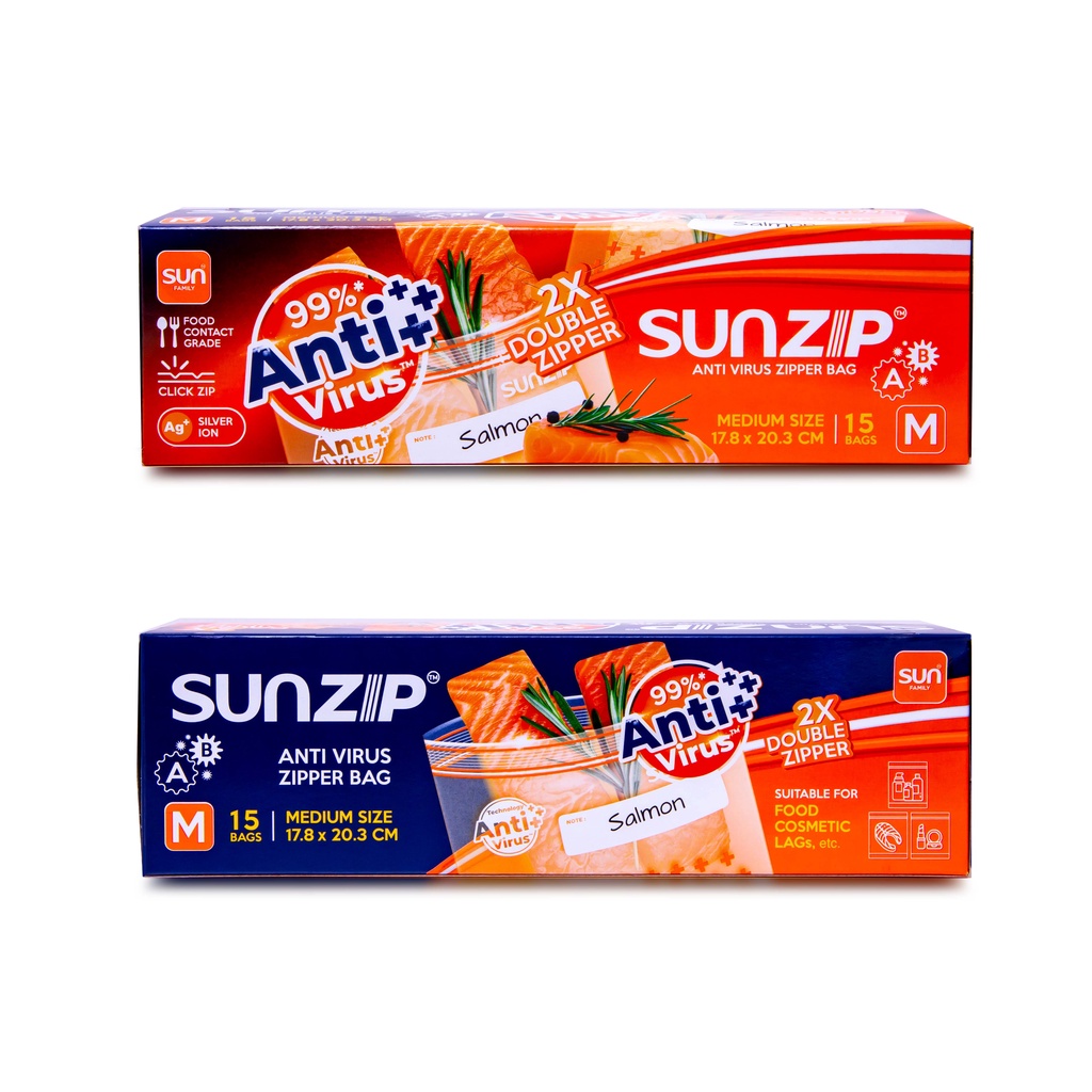 ถุงซิปแอนตี้ไวรัส Size M (จำนวน 6 แพค) ยับยั้งการเจริญเติบโตของเชื้อ ...