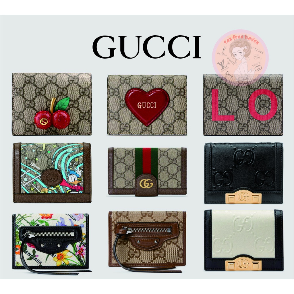Shopee ถูกที่สุด 🔥100% ของแท้ 🎁 Brand New Gucci GG Supreme Canvas Cherry Card Holder