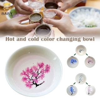 Magic Sakura Sake Cup Color Change with Cold/Hot Water-See Peach Cherry Flowers Bloom Magically Sakura Blossom Tea Bowl