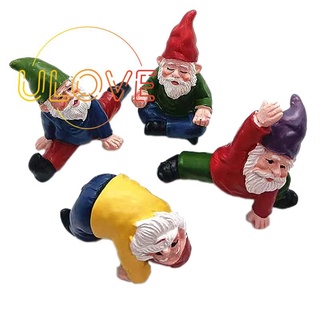 4Pcs Funny Garden Gnomes, Fairy Garden Gnome Miniature Decorations