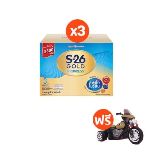 S-26 Gold Progress 3300 g นมผง ยกลัง (สูตร 3) Pack 3 กล่อง รับฟรี Learning Big Bike