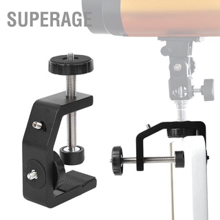 Superage อุปกรณ์เมาท์ขาตั้งกล้องอลูมิเนียมอัลลอยด์ C Clamp Mount สีดําสําหรับกล้องถ่ายภาพ