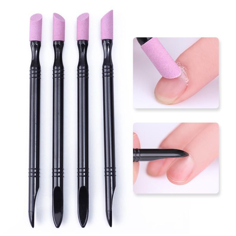 เครื่องมือดูแลเล็บ Double-end ควอตซ์ Cuticle Remover ล้างทําความสะอาดได้ Dead Skin Remover เล็บ Pusher Trimmer เล็บ Pedicure เครื่องมือ