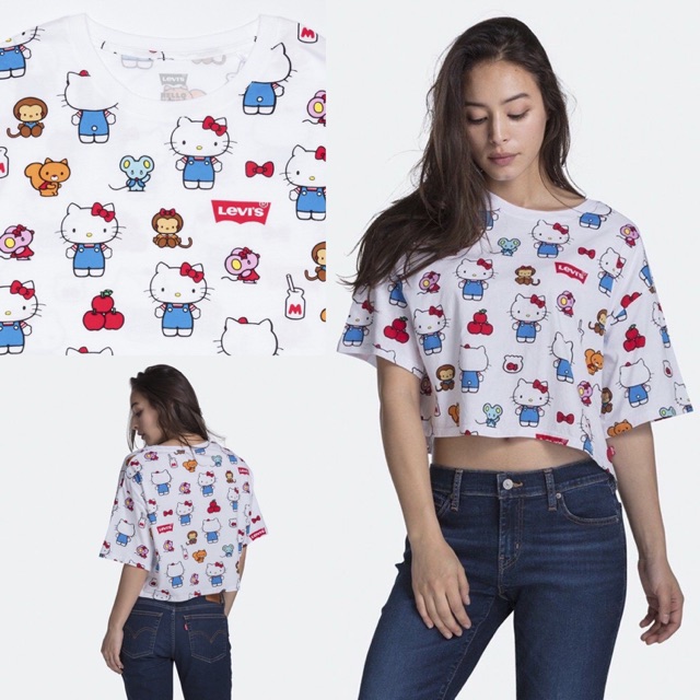 📍SALE📍 Levi’s x Hello Kitty เสื้อครอปคิตตี้ ส่งฟรี