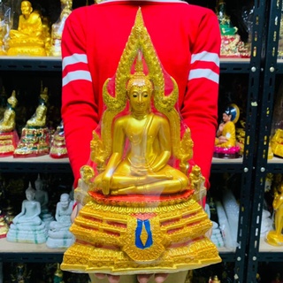 พระพุทธชินราช (สีทองฐานแดง) หน้าตัก 5 นิ้ว สูง 30 ซม. (ฟรีของแถม)