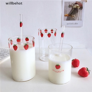 Willbehot แก้วมักทนความร้อน ลายสตรอเบอร์รี่น่ารัก สไตล์นอร์ดิก พร้อมนม 300 มล.