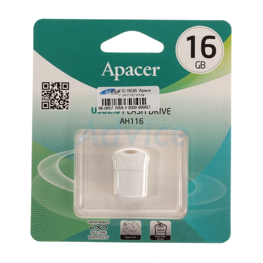 Apacer แฟลชไดร์ฟ 16GB (AH116) white