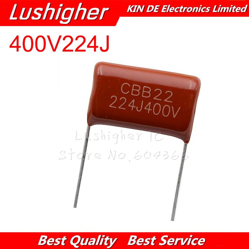 ตัวเก็บประจุฟิล์มโพลีโพรพีลีน 400V224J 400V CBB 0.22UF 220NF 400V 224J 224 CBB 10 มม. 20 ชิ้น