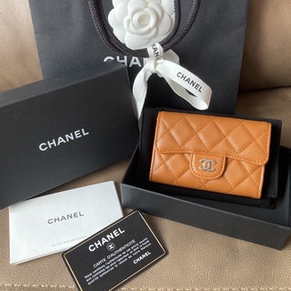 New! Chanel Classic Caviar Card Holder GHW Holo31 สีชาไทย อะไหล่ทองอ่อน