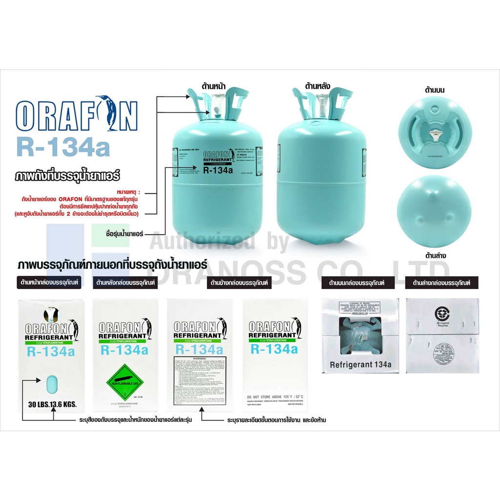 น้ำยาแอร์ R134a 3kg(ไม่รวมนน.ถัง) มียี่ห้อ Iceberg Orafon Entalpia PACO ถังพร้อมน้ำยาบรรจุ - รูปที่ 2