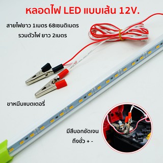 รางประหยัดไฟ LED 12V  พร้อมปากคีบ ใช้กับแบตเตอรี่ โซล่าเซลล์ ตู้โชว์ ตู้เสื้อผ้า