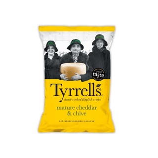 Tyrrells Mature Cheddar Cheese &amp; Chive Chips 150g มันฝรั่งชีส จากอังกฤษ มันฝรั่งอบ มันฝรั่งอบกรอบ ขนม