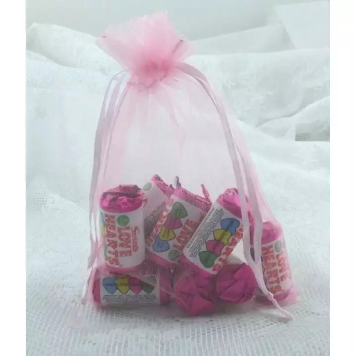 12 ซม. x 17 ซม. 50 ชิ้น Organza Bag Portrait (สีชมพู) 12x17 / 17x12 ซม.