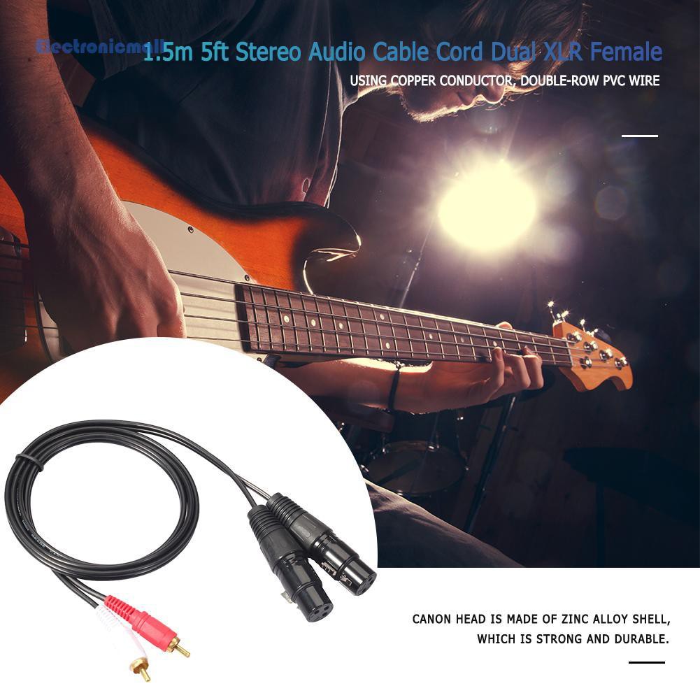 Electronicmall01 สายสัญญาณเสียงสเตอริโอ Dual Rca Male Plug To Dual Xlr ...