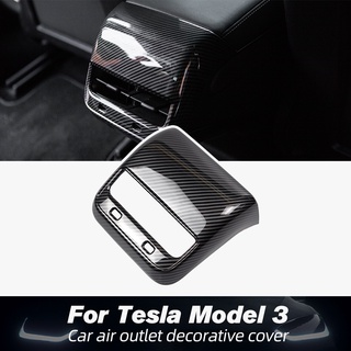 Tesla อุปกรณ์เสริม2021 Model3 Car Carbon Fiber ABS Rear Air Vent Outlet Cover Trim For Tesla Model 3 Accessories Interio