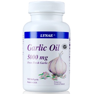 LYNAE Garlic Oil 5000 mg Vitamin USA ไลเน่ น้ำมันกระเทียมเข้มข้น 100 แคปซูล 1 ขวด มีส่วนช่วยคุมระดับคอเลสเตอรอลในเลือด