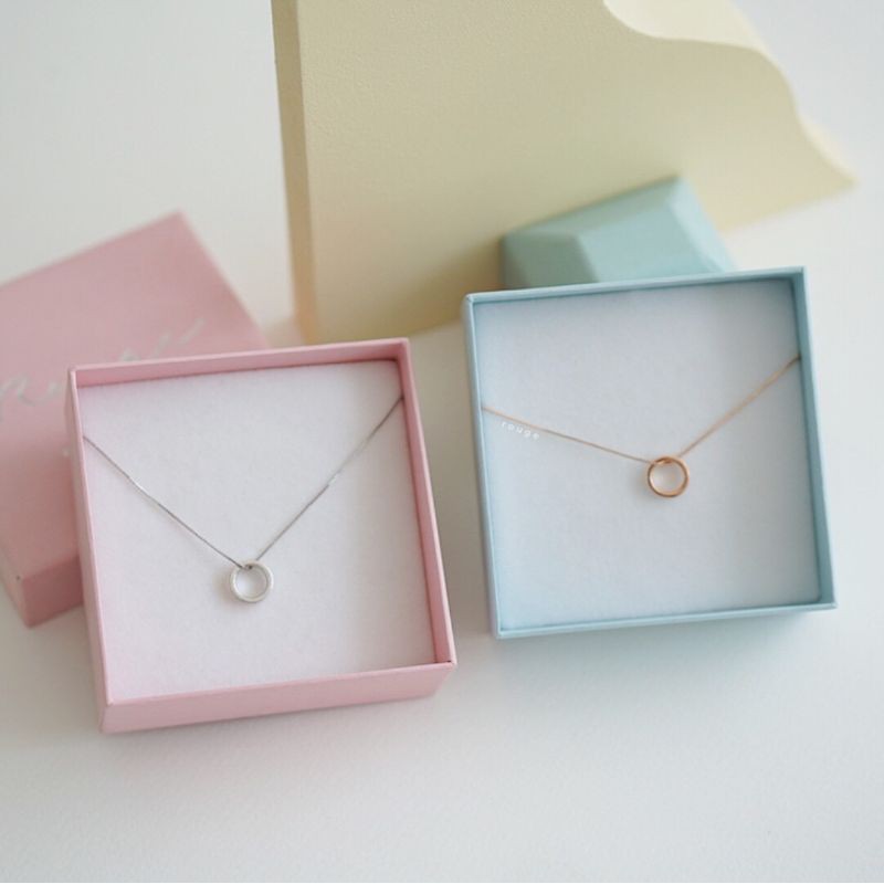 [พร้อมส่ง] สร้อยคอ Silver/Rosegold Hollow circle necklace (บริการห่อของขวัญฟรี )