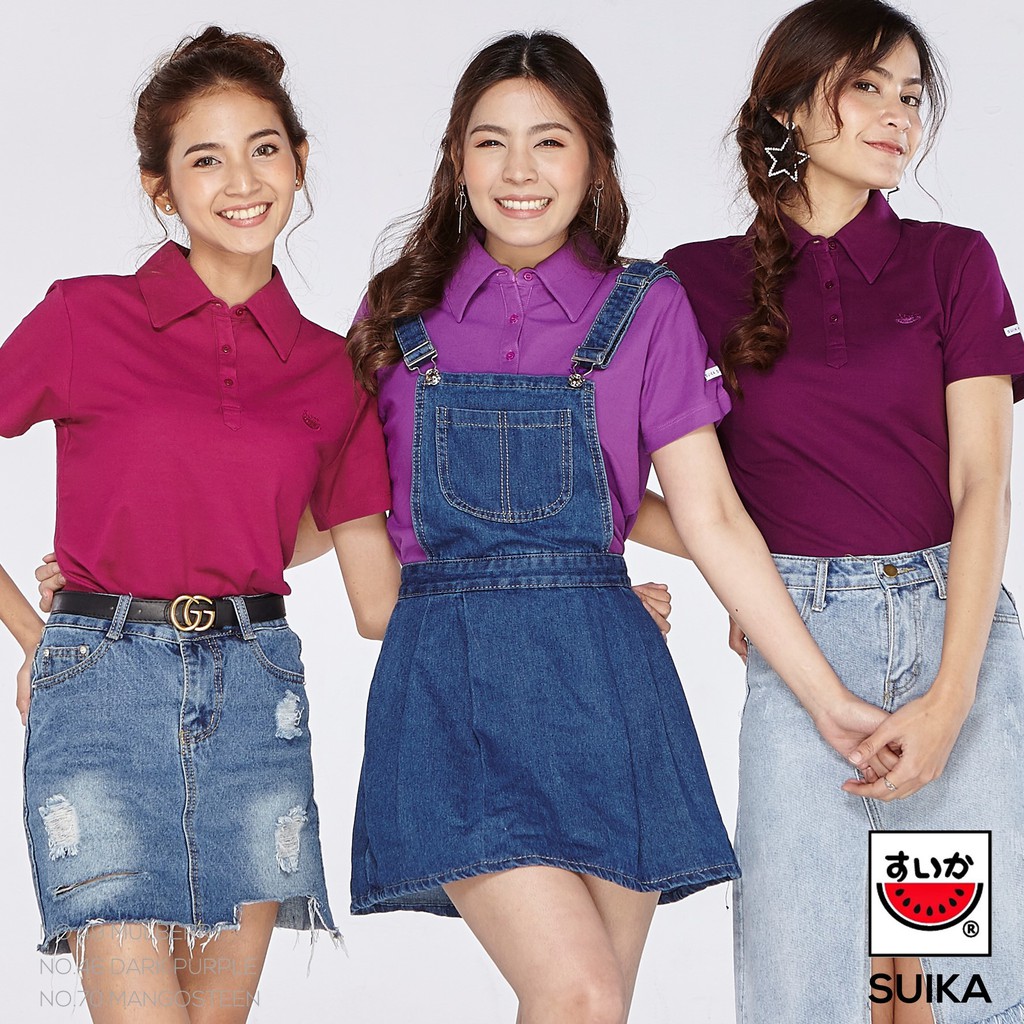 แตงโม (SUIKA) - เสื้อแตงโมคอปกไมโครไฟเบอร์ โทนสีม่วง (หญิง) (49 46 70)
