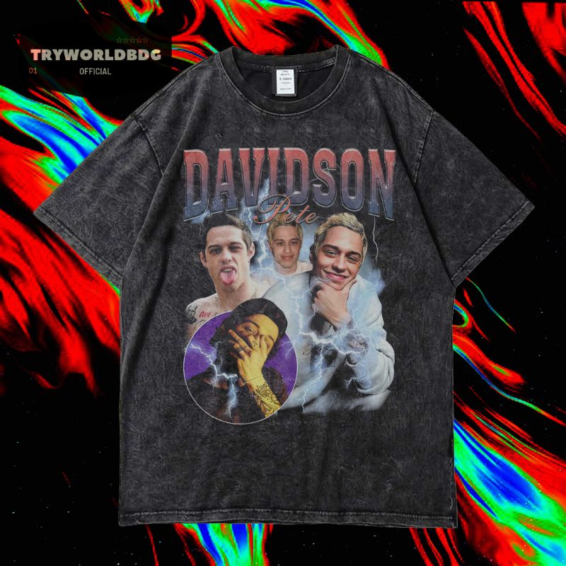 TRYWORLDBG เสื้อยืด OVERSIZED อย่างเป็นทางการ "PETE DAVIDSON" | เสื้อยืดฟอก | ล้างหิน | เสื้อยืดโอเว
