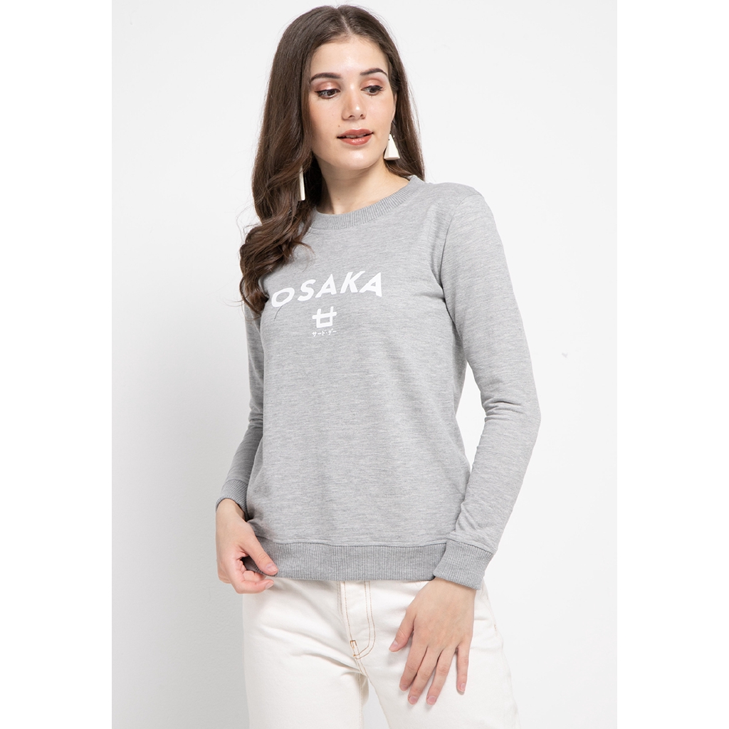 LO003 เสื้อสเวตเตอร์ลําลองผู้หญิง Thirdday tong osaka โลโก้สีเทา