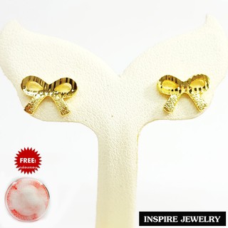 Inspire Jewelry (NN) ,ต่างหูรูปโบว์ หุ้มทองแท้ 100% 24K                                                       .