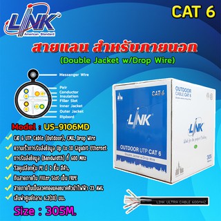 Link สายแลน CAT6 US-9106MD (ภายนอกอาคาร) ยาว 305M. สีดำ