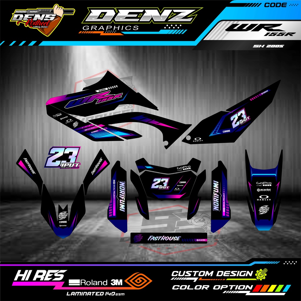 YAMAHA WRR 155 DECAL STICKER FULL CUSTOME NO NAME COMBINATION RAINBOW